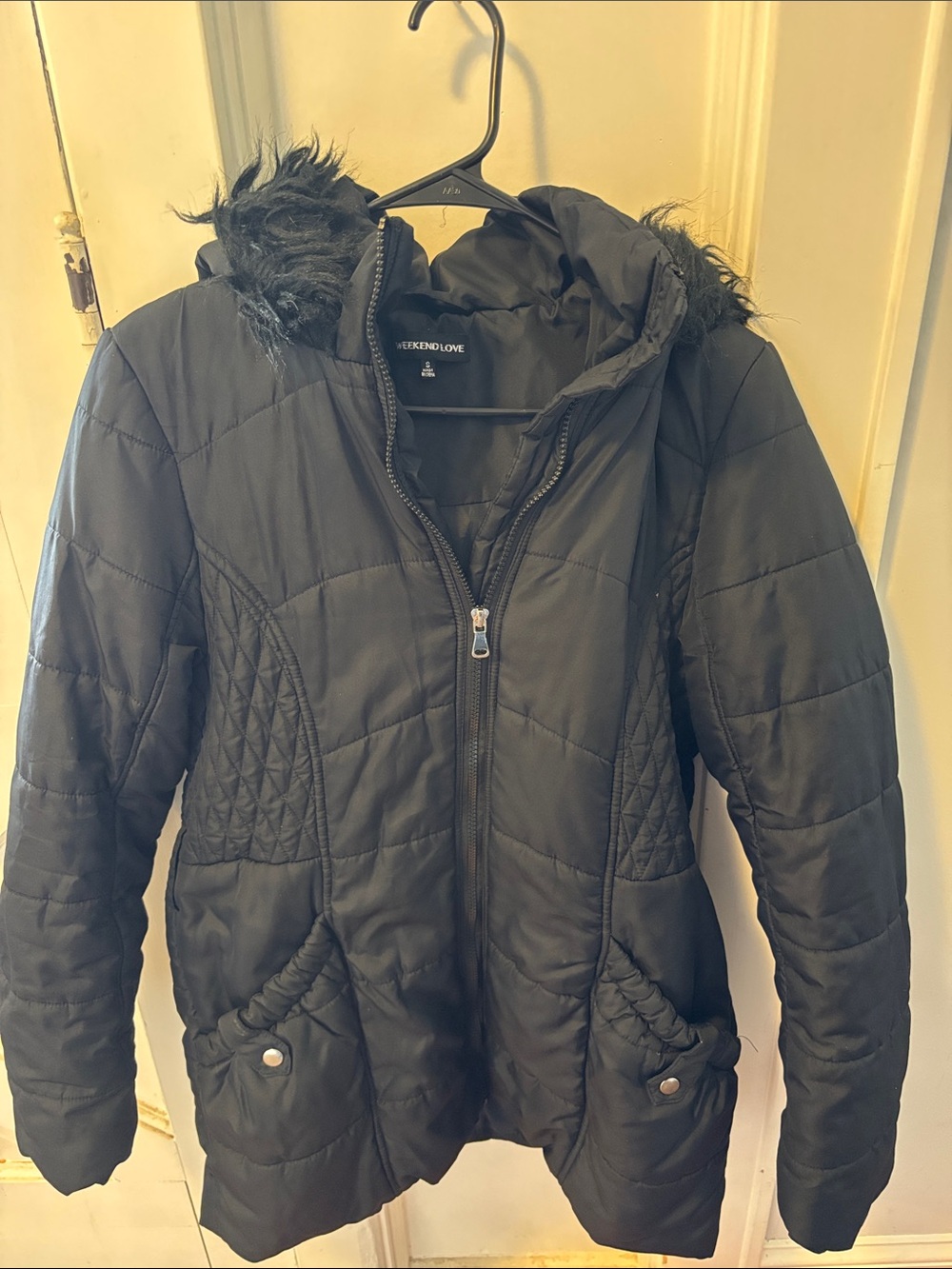 Women's Black Quilted Hooded Puffer Coat